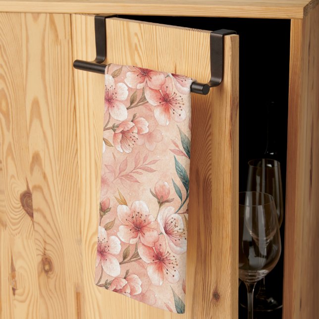 Cherry Blossom Imprimer Serviette de cuisine (Pliage en tiers)