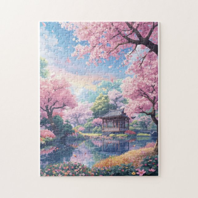 Cherry Blossom Japanese Garden Puzzle – Sakura Lan (Vertical)