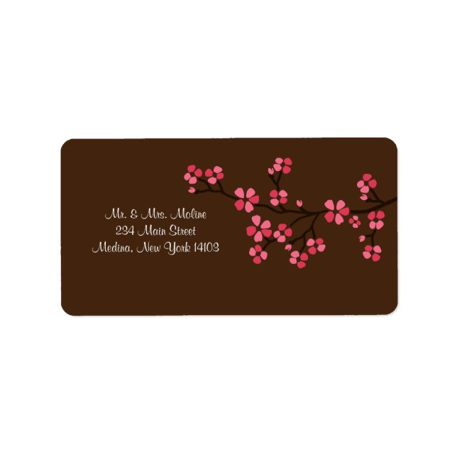 Cherry Blossom Mocha Mariage Étiquette de retour (Devant)