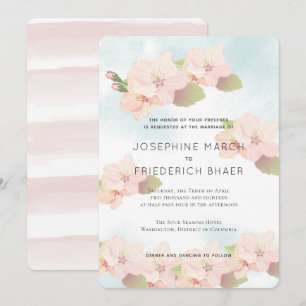 Cherry Blossom Pink Blue Aquarelle Invitation