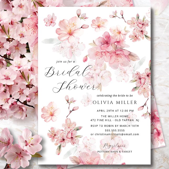 Cherry Blossom Plaisir Bridal Shower Invitations (Créateur téléchargé)