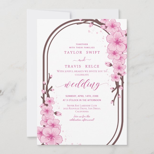 Cherry Blossom Printemps Invitation de mariage (Devant)