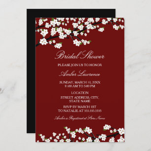 Cherry Blossom Red Bridal Showeuse Invitation