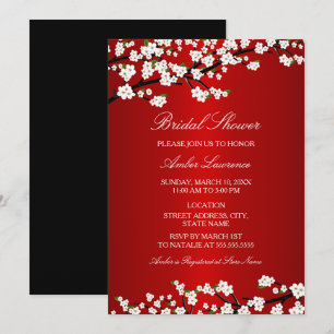 Cherry Blossom Red Bridal Showeuse Invitation
