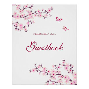 Cherry Blossom rose Mariage Livre d'or