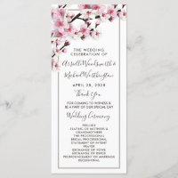 Cherry Blossom Rose White Wedding Programmes