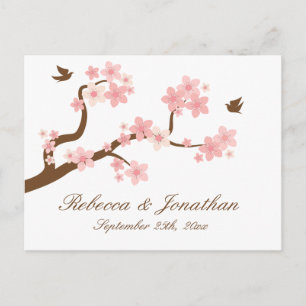 Cherry Blossom sur carte postale RSVP blanche