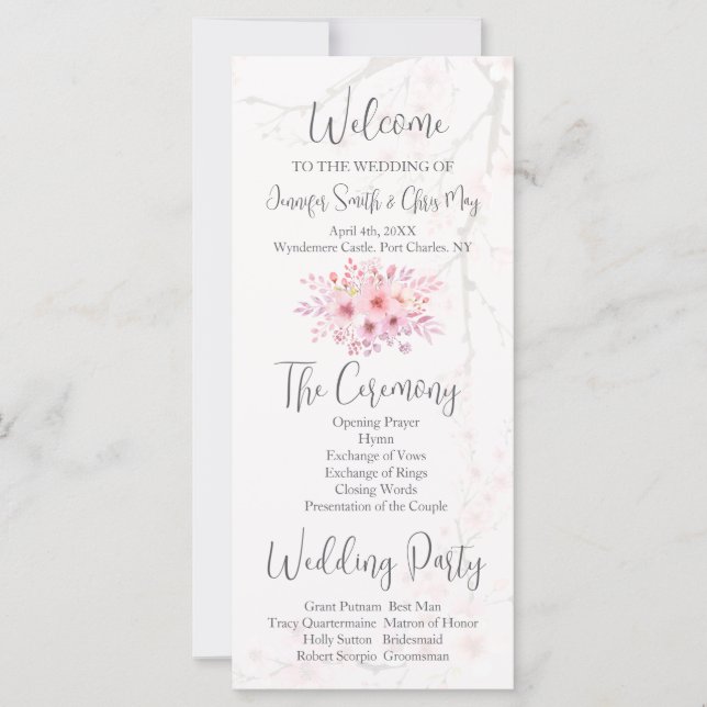 Cherry Blossom Wedding Program (Devant)
