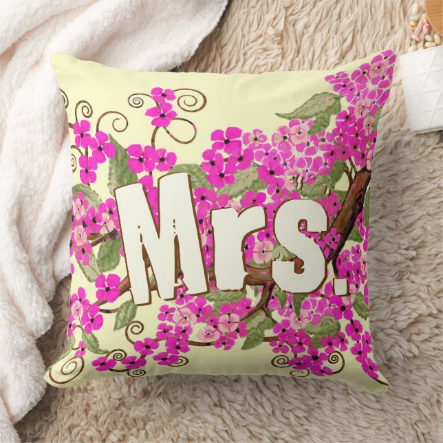 Cherry Blossom Yellow Pink Coussin de Mme Bride (Couverture)