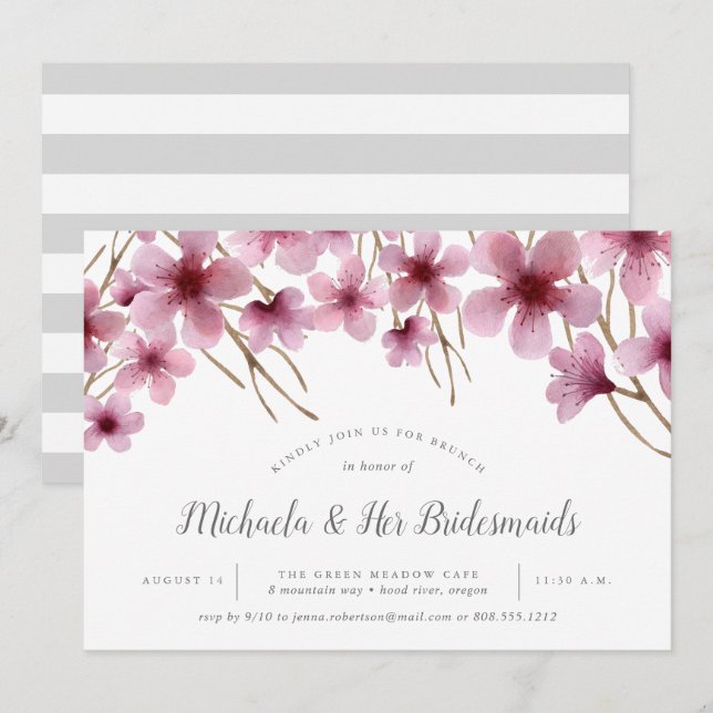 Cherry Blossoms Bridesmaitres Brunch Invitation (Devant / Derrière)