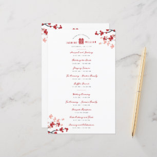 Cherry Blossoms Double Xi Chinese Wedding Programm