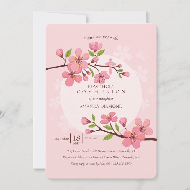 Cherry Blossoms Invitation Religieuse (Devant)