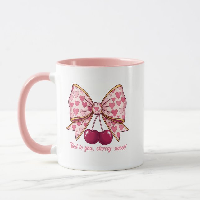 Cherry Bow Valentine’s Day Mug – Cute Kawaii Love  (Gauche)