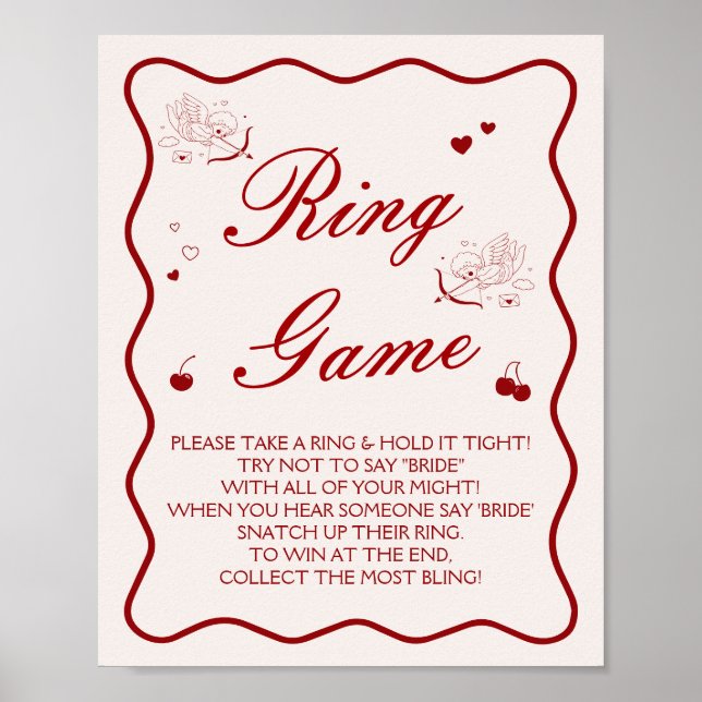 Cherry Bridal Shower Ring Game  Poster (Devant)