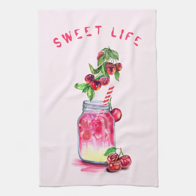 Cherry Cool Boire Fruits Serviette de cuisine (Vertical)