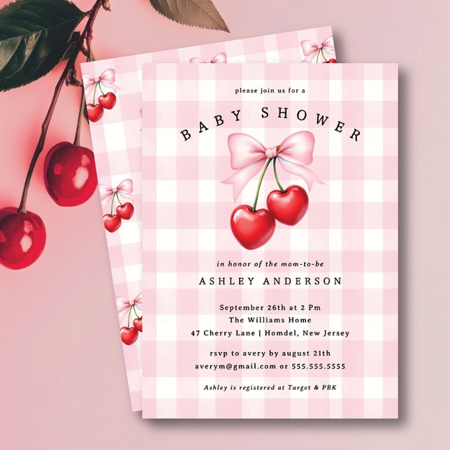 Cherry Heart Baby shower Invitation (Créateur téléchargé)