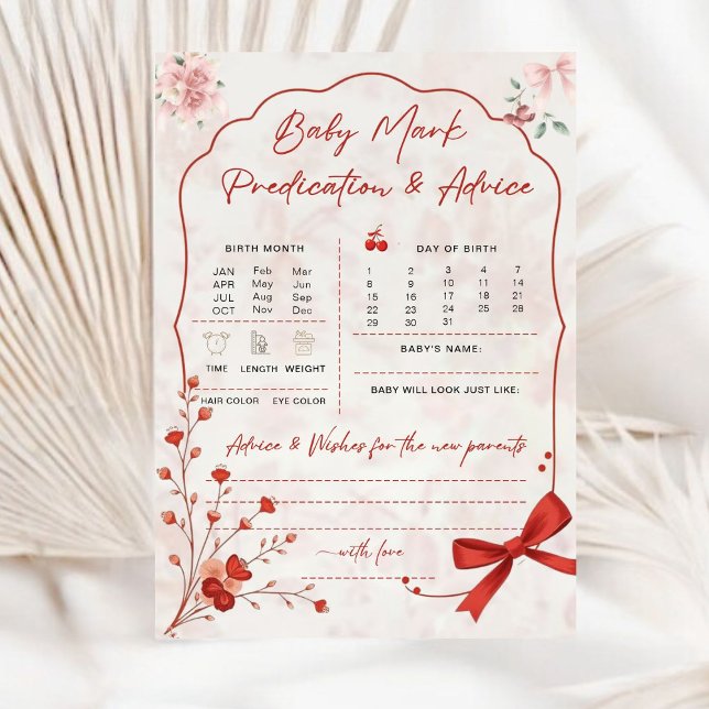 Cherry on Top Baby Predictions Jeu | Bow rose (Créateur téléchargé)