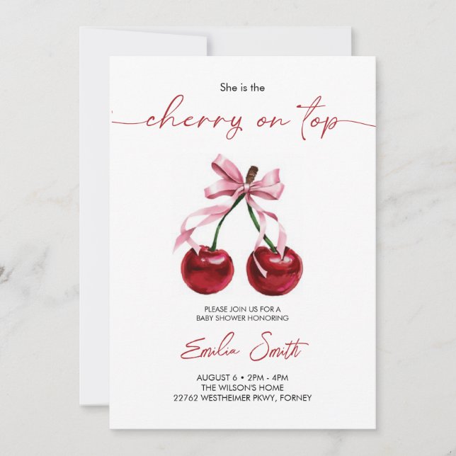 Cherry on Top Baby shower Invitation (Devant)