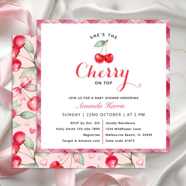 Cherry on Top Baby shower Invitation (Cherry on top invitation)