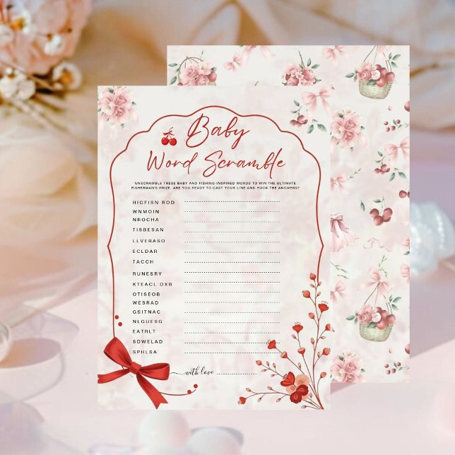 Cherry on Top Bébé Mot Scramble Jeu | Bow rose (Créateur téléchargé)