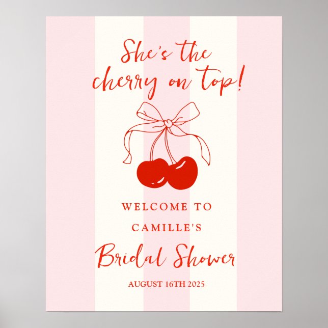 Cherry on Top Bridal Shower Welcome Sign Poster (Devant)