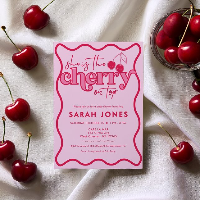 Cherry on Top Girl Baby shower Invitation (Créateur téléchargé)