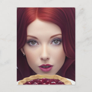 Cherry Pie Goddess Femme imaginaire art Carte post