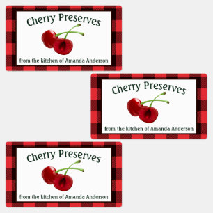 Cherry Preserve Cerises Plaid Étiquette alimentair