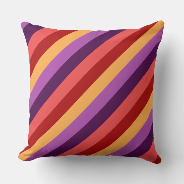 Cherry Red Violet Stripes Grand oreiller à lancer (Recto)