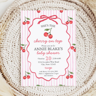 Cherry sur le Baby shower supérieur Invitation
