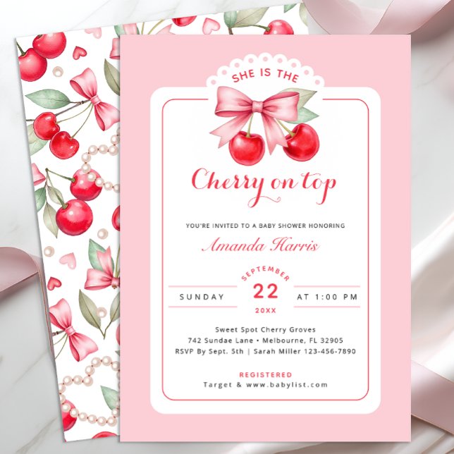 Cherry sur le Baby shower supérieur Invitation Cer (Cherry on top Invitation)