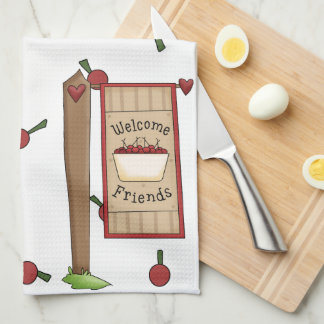 Cherry Welcome Friends Serviette de cuisine