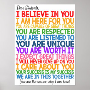 Chers élèves Poster en classe