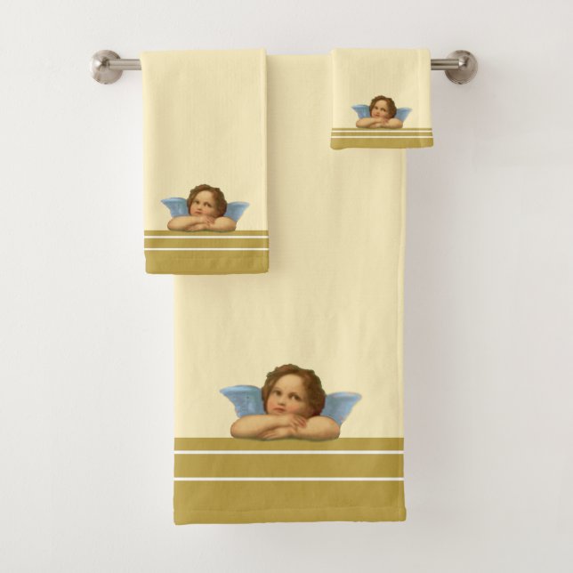 Chérub élégant Raphael sur ivoire et rayures dorée (En situation)