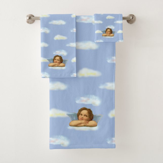 Chérubin stylé de Raphaël sur serviettes de bain b (En situation)