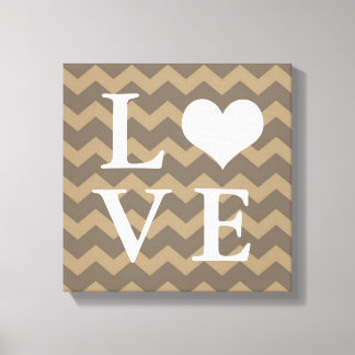 Chervon motif taupe coeur LOVE toile murale