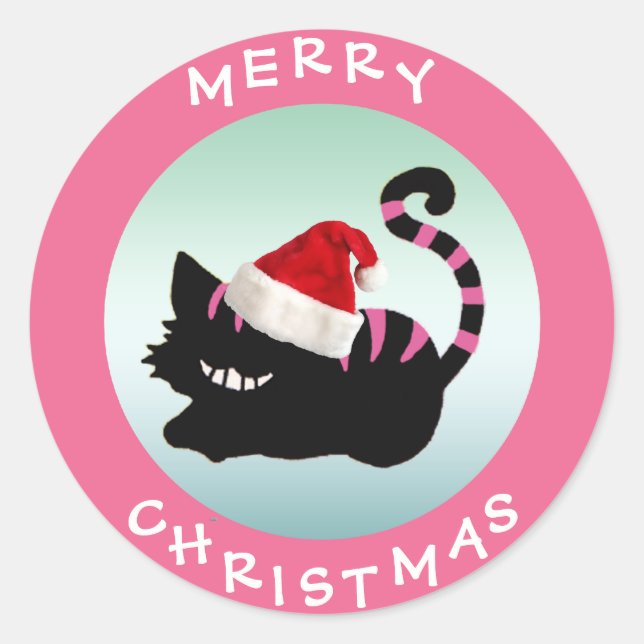 Cheshire Chat Pink Stickers de Noël (Devant)