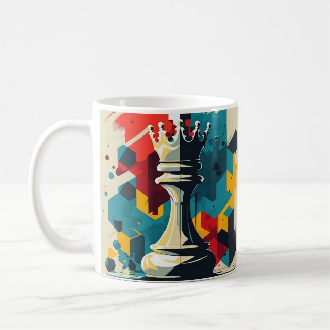 Chess géométrique King Coffee Mug - Gras & Coloré (Gauche)