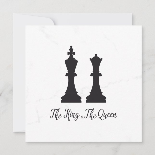 Chess King and Queen Pieces Wedding Design (Devant)