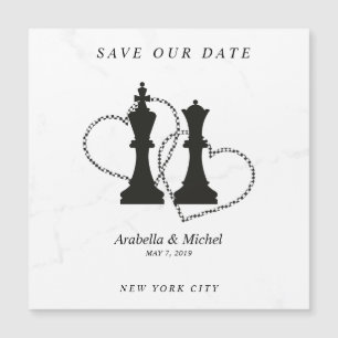 Chess King and Queen Pieces Wedding Design