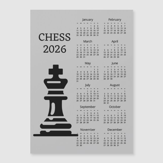 Chess Piece King 2026 Calendar Magnetic Card (Devant)