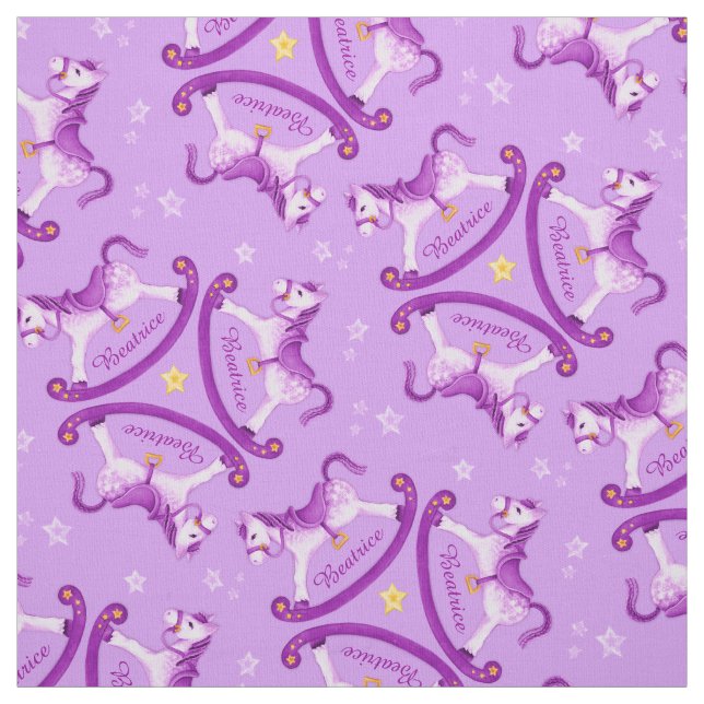 Cheval à roche violet enfants nom tissu de pépiniè (Échantillon)