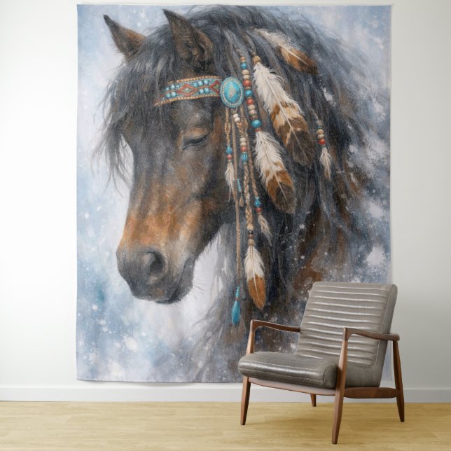 Cheval amérindien - Tapisserie (En situation)