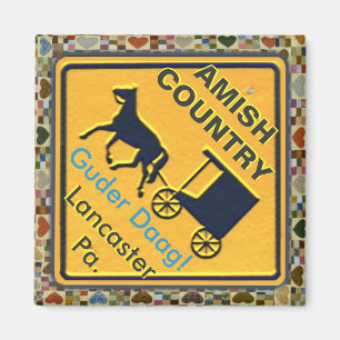 Cheval amish et signe avec des erreurs, aimant !