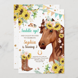 Cheval Anniversaire Invitation fille fille fille T