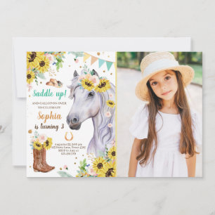 Cheval Anniversaire Invitation Fille Sunflowers Po
