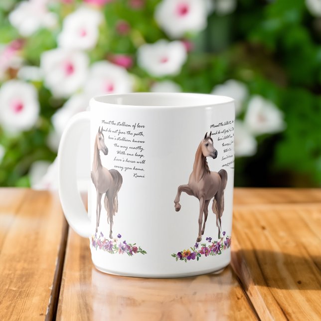Cheval arabe et Roumi citent mug (Arab horse and Rumi quote mug Arabian horse gifts horse lovers gifts)