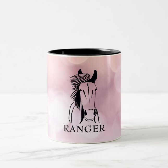 Cheval artistique personnalisé sur Mug rose (Centre)