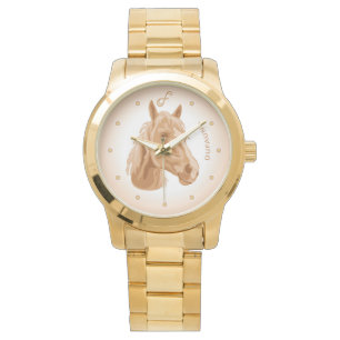 Cheval beige joyeux Montre-bracelet