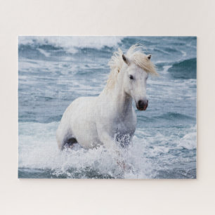 Cheval blanc dans la mer Jigsaw Puzzle